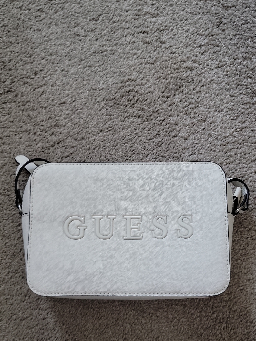 GUESS White Crossbody Bag with Black Trim